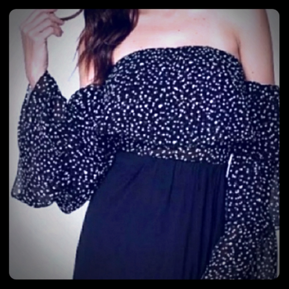 Bebe Polka Dot Black White Blouse
